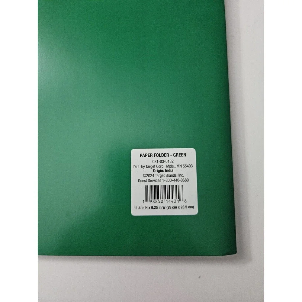 Set Of 6 Green Target Paper Folders 2 Pocket Folders 3 Hole Punched